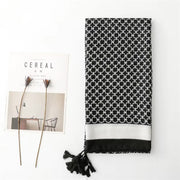 Black Geometry Cotton Viscose Scarf