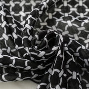 Black Geometry Cotton Viscose Scarf