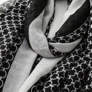 Black Geometry Cotton Viscose Scarf