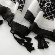 Black Geometry Cotton Viscose Scarf