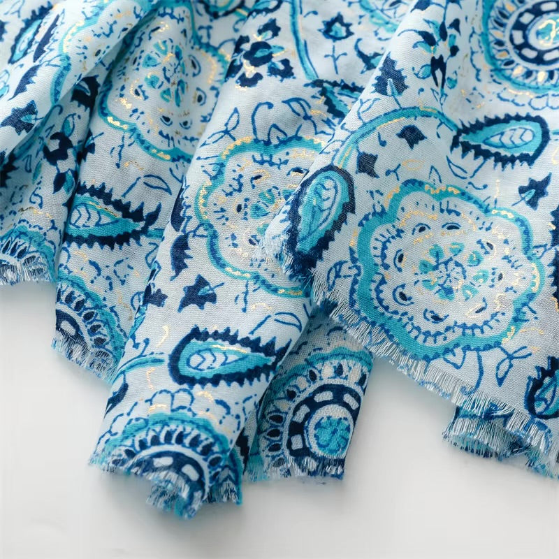 Floral Paisley Cotton Viscose Scarf