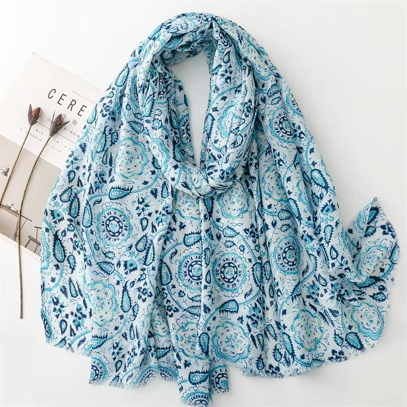 Floral Paisley Cotton Viscose Scarf