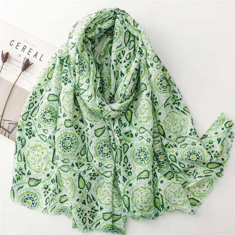 Floral Paisley Cotton Viscose Scarf