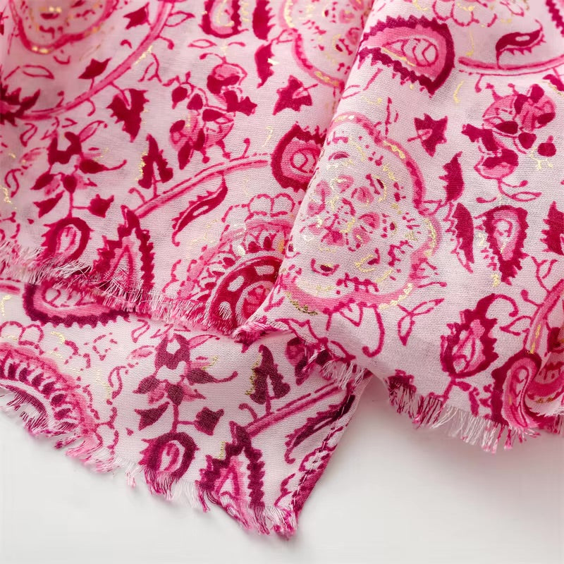 Floral Paisley Cotton Viscose Scarf
