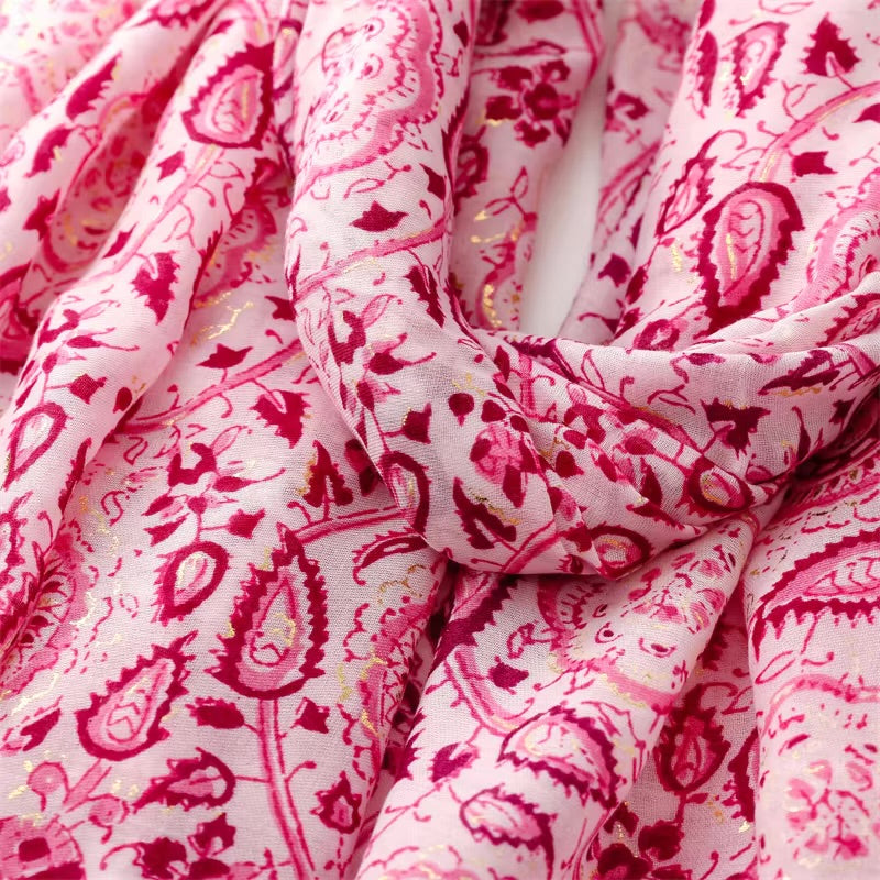 Floral Paisley Cotton Viscose Scarf