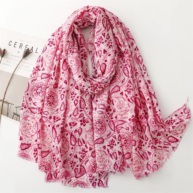 Floral Paisley Cotton Viscose Scarf