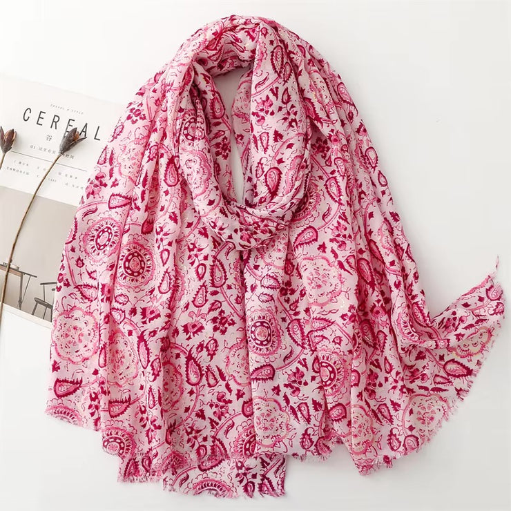 Floral Paisley Cotton Viscose Scarf