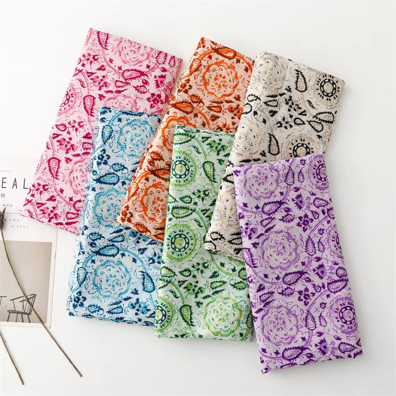 Floral Paisley Cotton Viscose Scarf