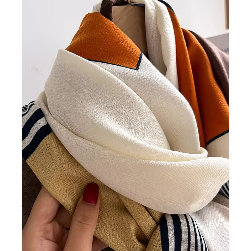 Geometric Blocks Cotton Woolen Scarf