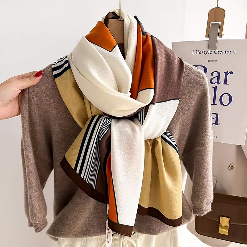 Geometric Blocks Cotton Woolen Scarf