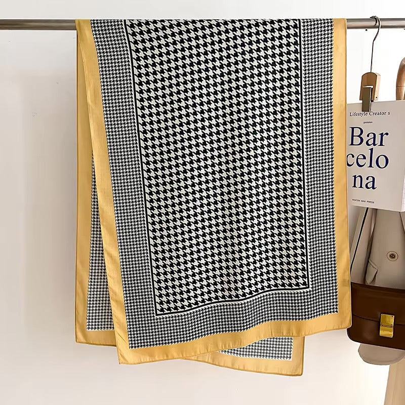 Houndstooth Pattern Cotton Woolen Scarf
