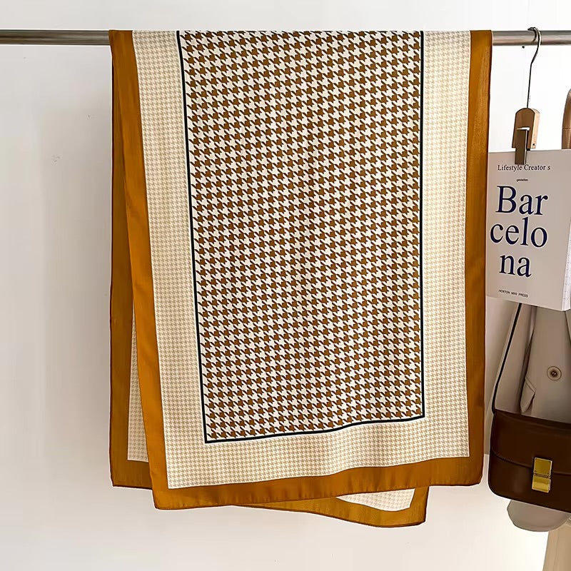 Houndstooth Pattern Cotton Woolen Scarf