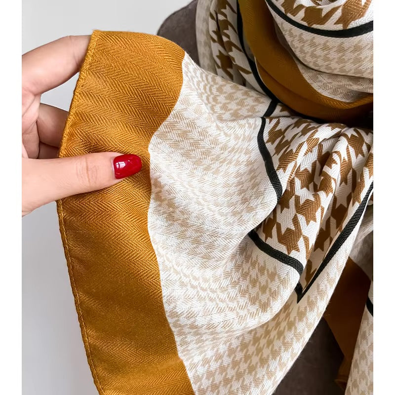 Houndstooth Pattern Cotton Woolen Scarf