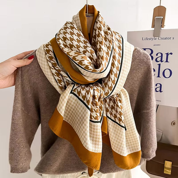 Houndstooth Pattern Cotton Woolen Scarf