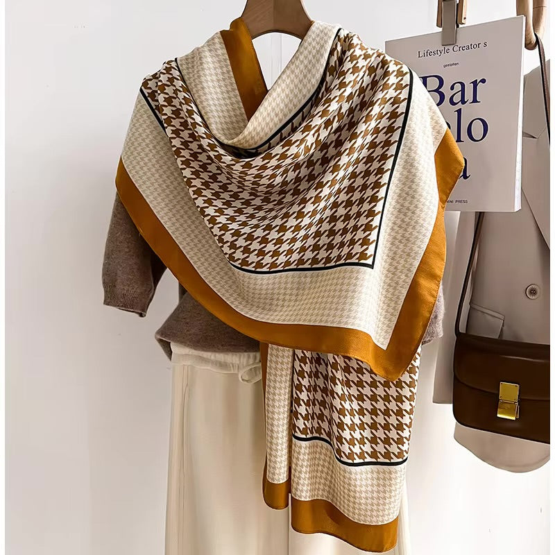 Houndstooth Pattern Cotton Woolen Scarf