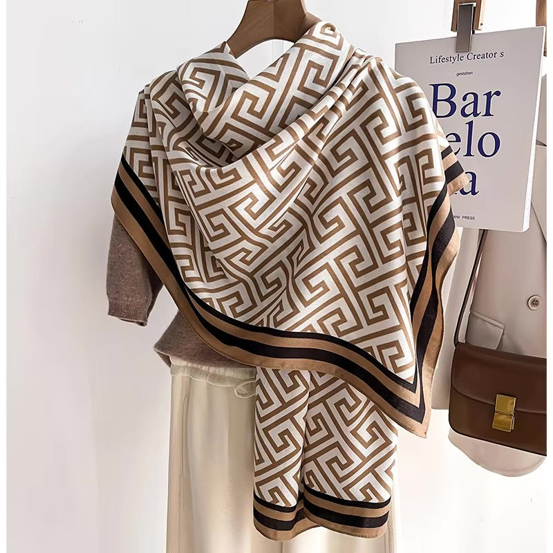 Geometry Print Woolen Scarf