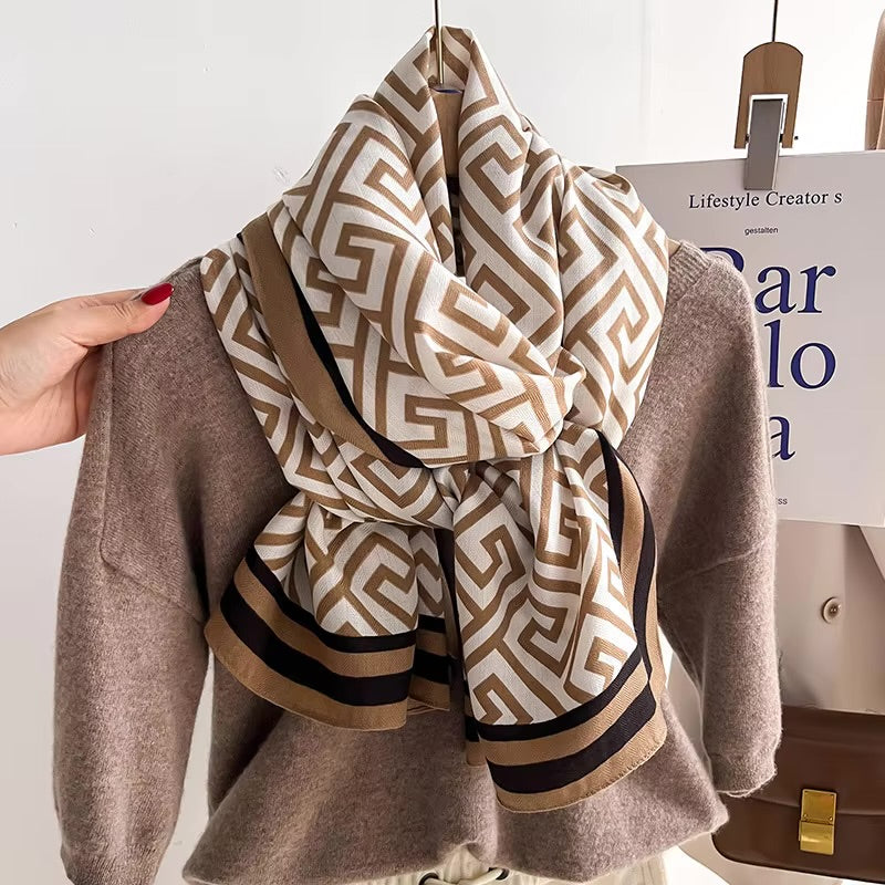 Geometry Print Woolen Scarf
