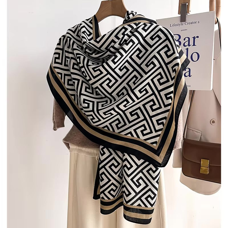 Geometry Print Woolen Scarf