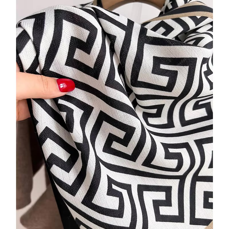 Geometry Print Woolen Scarf