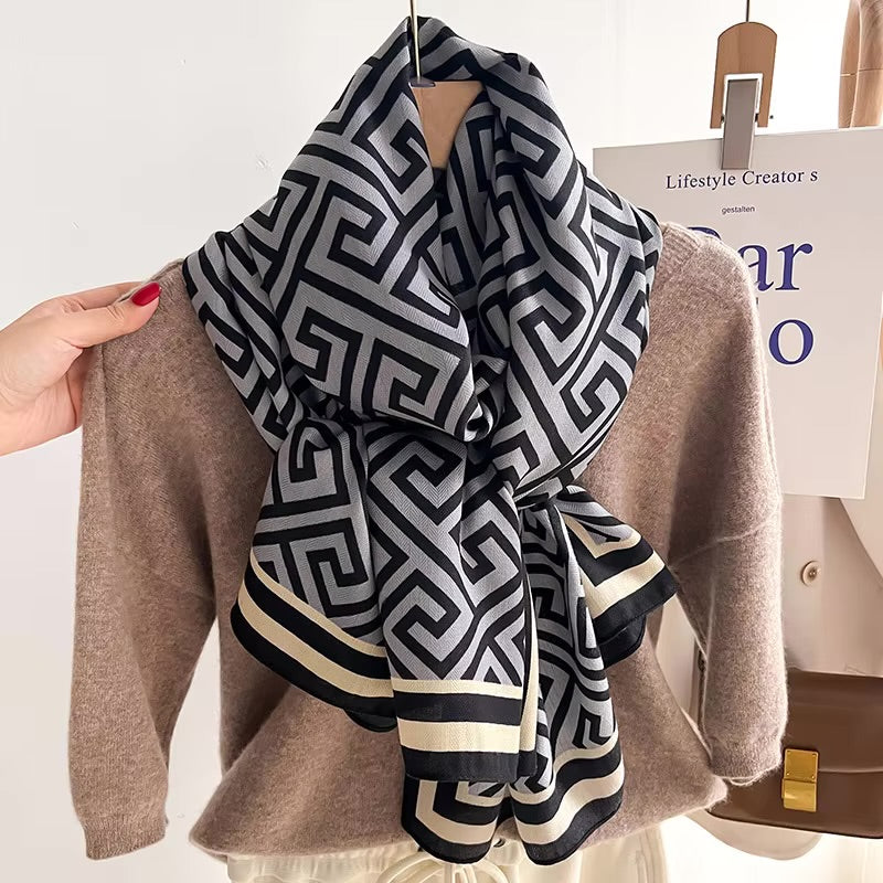 Geometry Print Woolen Scarf