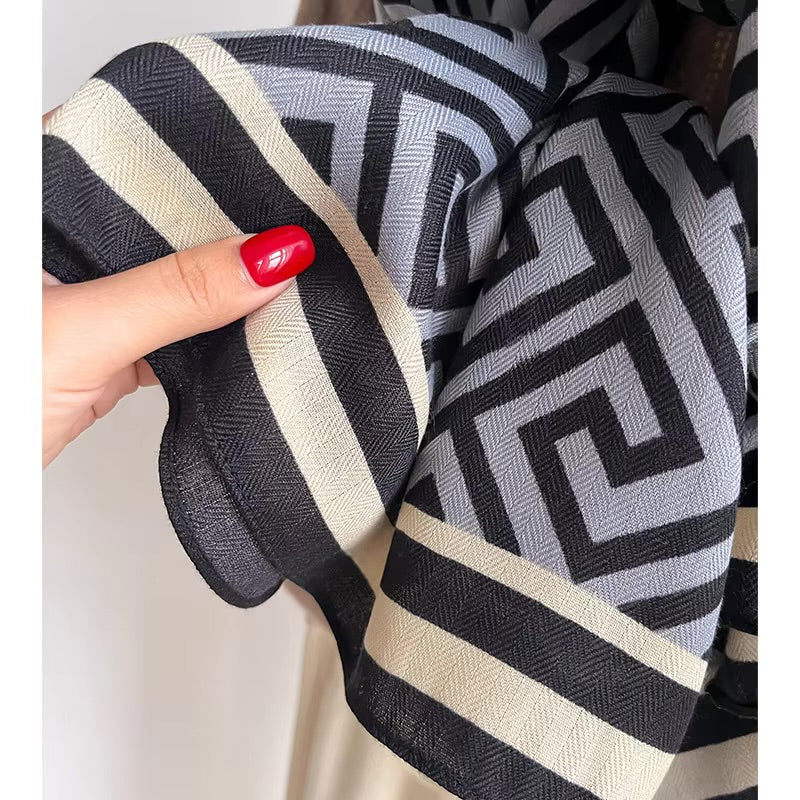 Geometry Print Woolen Scarf