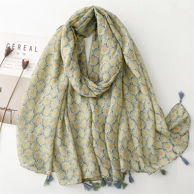 Avacado Green Cotton Viscose Scarf