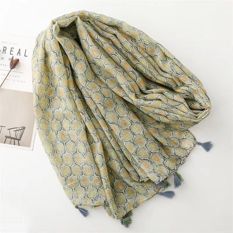Avacado Green Cotton Viscose Scarf