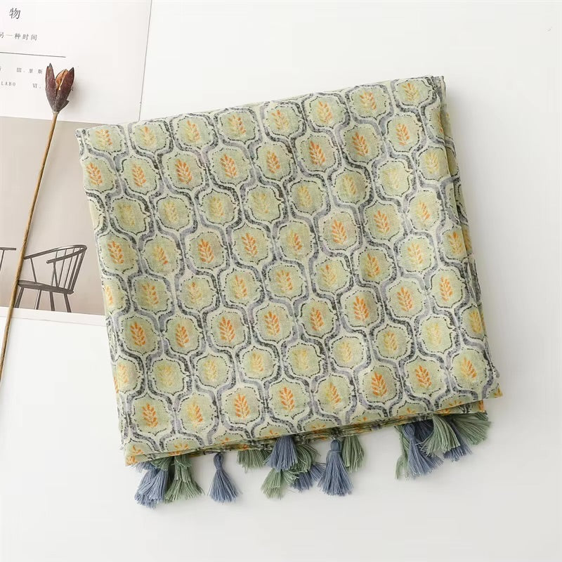 Avacado Green Cotton Viscose Scarf