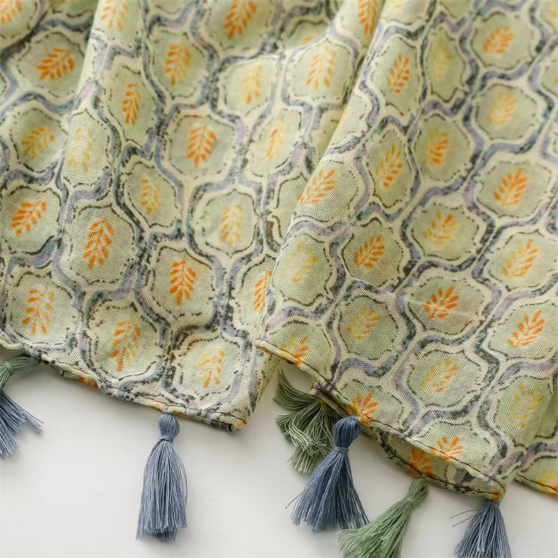 Avacado Green Cotton Viscose Scarf