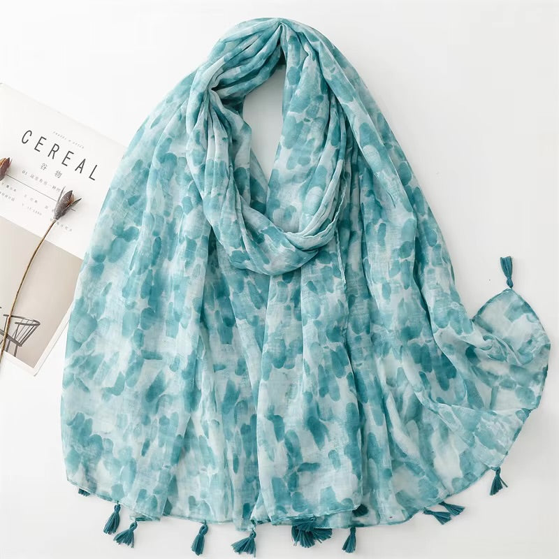 Floral Print Cotton Viscose Scarf