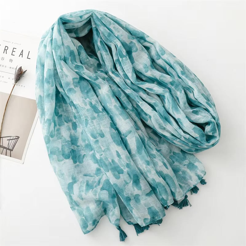 Floral Print Cotton Viscose Scarf