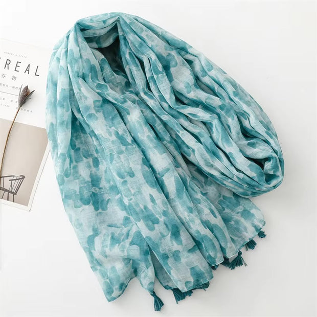 Floral Print Cotton Viscose Scarf