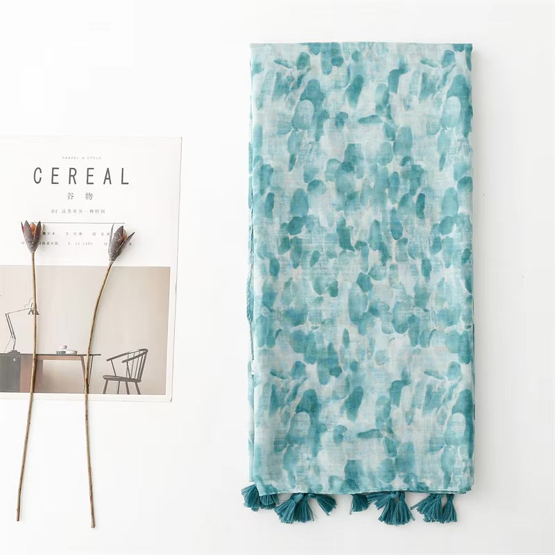 Floral Print Cotton Viscose Scarf