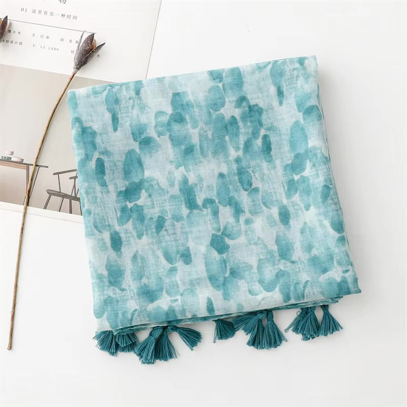 Floral Print Cotton Viscose Scarf