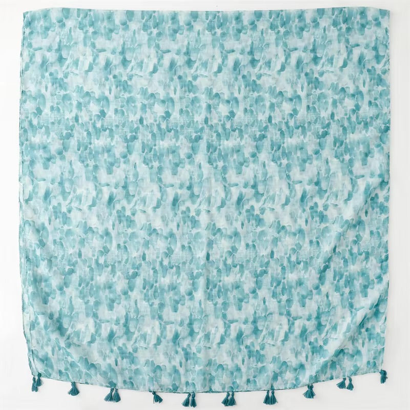 Floral Print Cotton Viscose Scarf