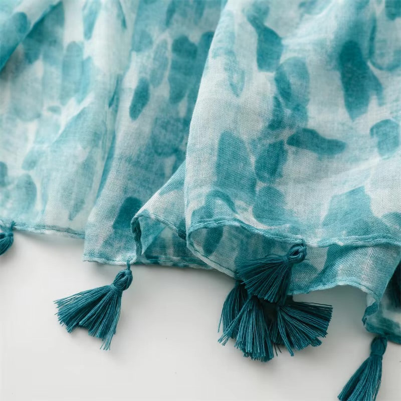 Floral Print Cotton Viscose Scarf