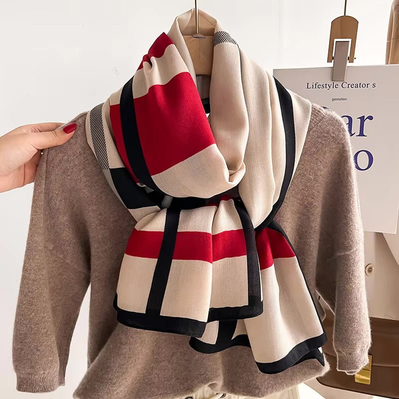 Plaid Soft Cotton Wool Scarf