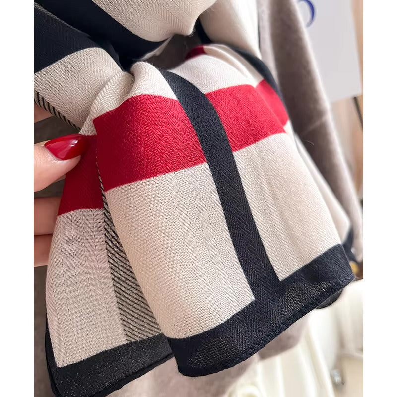 Plaid Soft Cotton Wool Scarf
