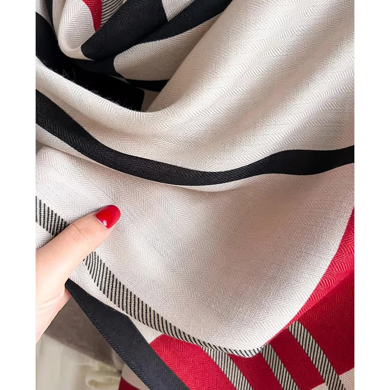 Plaid Soft Cotton Wool Scarf