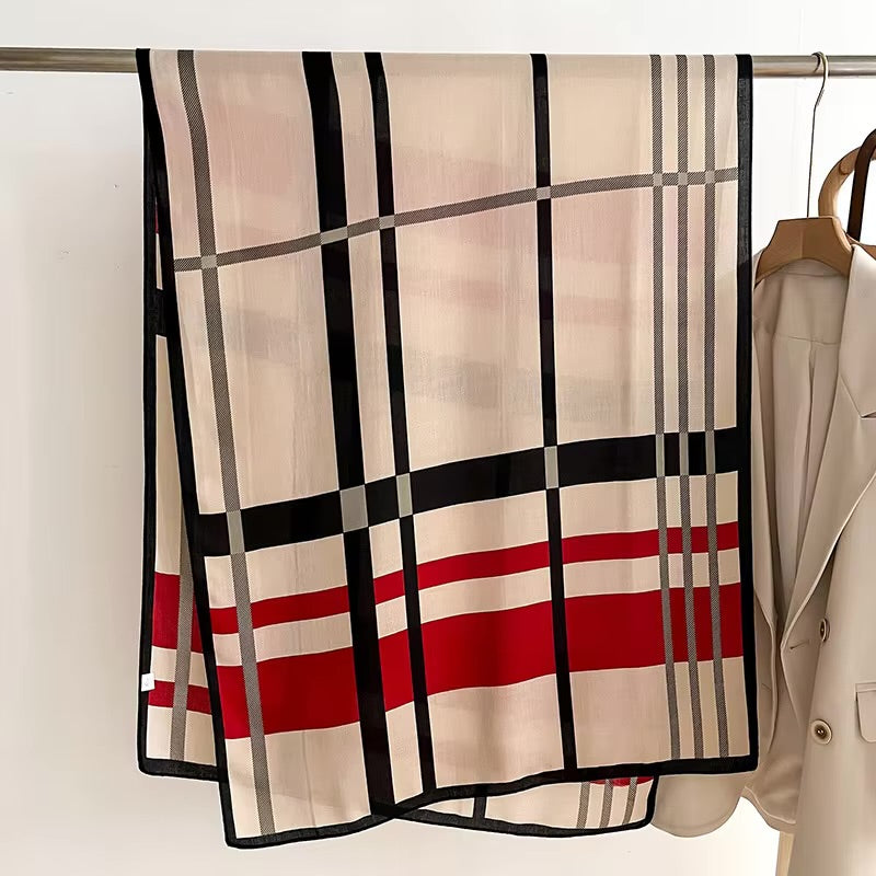 Plaid Soft Cotton Wool Scarf
