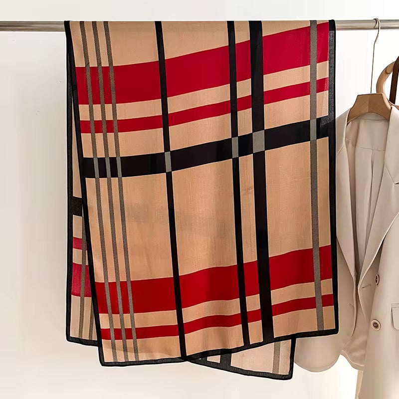 Plaid Soft Cotton Wool Scarf