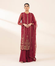 3 PIECE - EMBROIDERED NET SUIT
