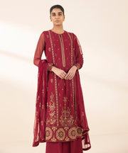 3 PIECE - EMBROIDERED NET SUIT