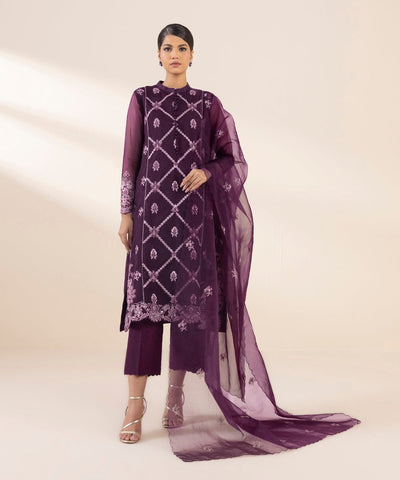 3 PIECE - EMBROIDERED ORGANZA SUIT