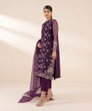 3 PIECE - EMBROIDERED ORGANZA SUIT