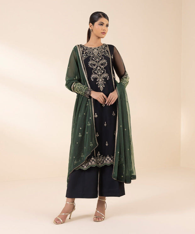 3 PIECE - EMBROIDERED NET SUIT