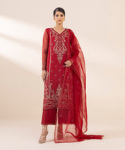 3 PIECE - EMBROIDERED ORGANZA SUIT