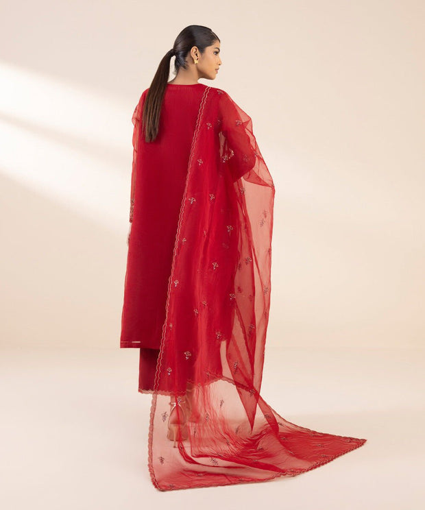 3 PIECE - EMBROIDERED ORGANZA SUIT
