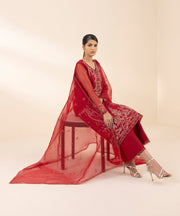 3 PIECE - EMBROIDERED ORGANZA SUIT
