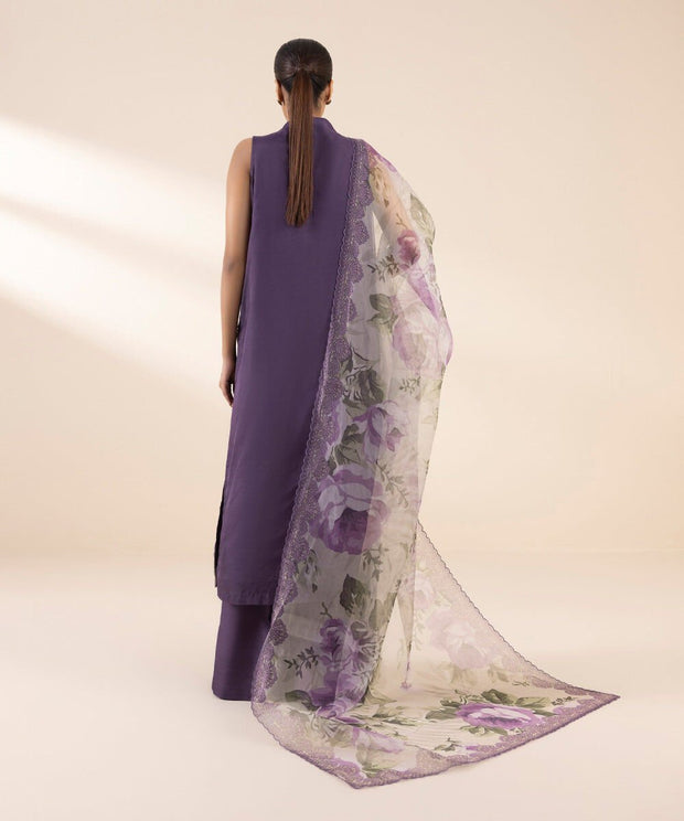 3 PIECE - EMBROIDERED ORGANZA SUIT - Sapphire